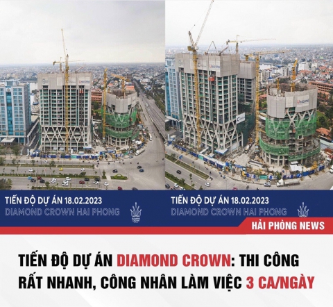 Tiến độ công trình Tòa Tháp kim cương Diamond Crown Hải phòng Tháng 2/2023