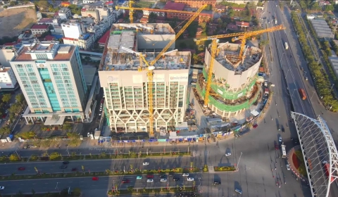 Không khí tất bật trên công trường Coteccons dự án Diamond crown hải phòng ngày 30 Tết